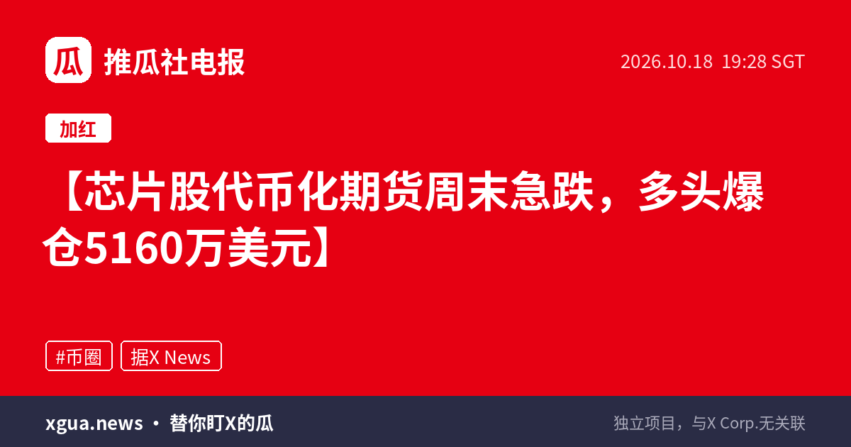 芯片股代币化期货周末急跌，多头爆仓5160万美元