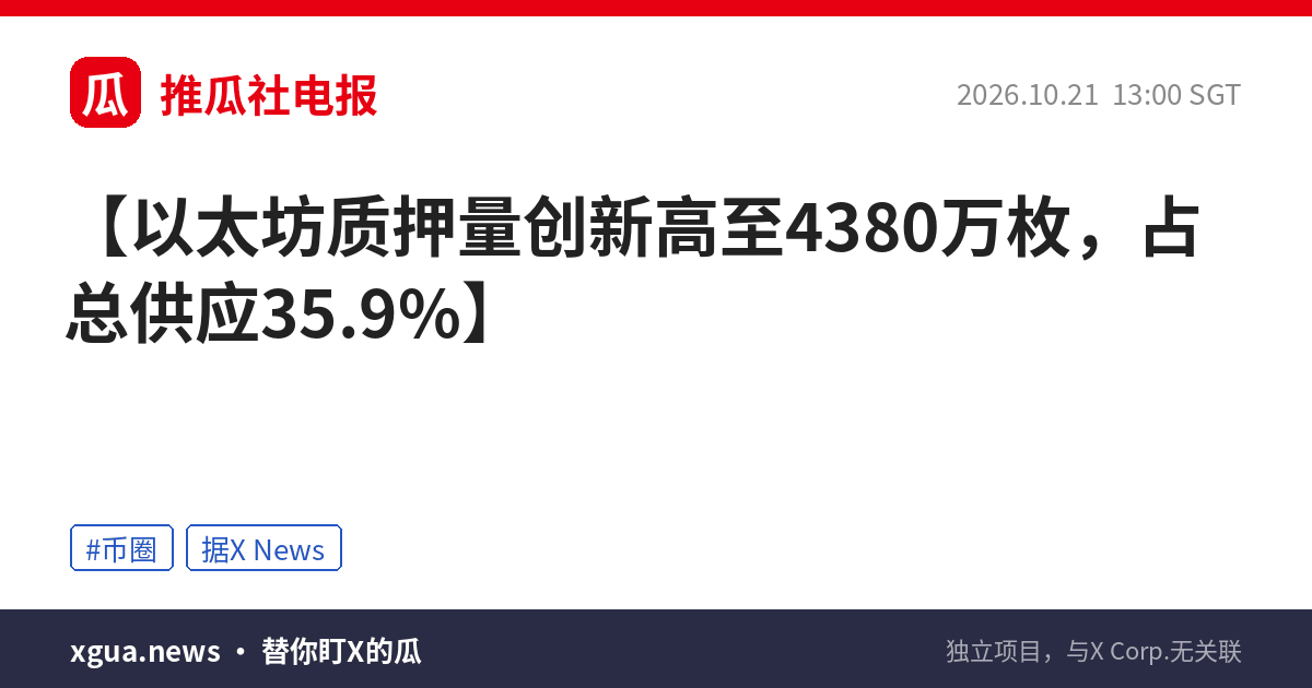 以太坊质押量创新高至4380万枚，占总供应35.9%