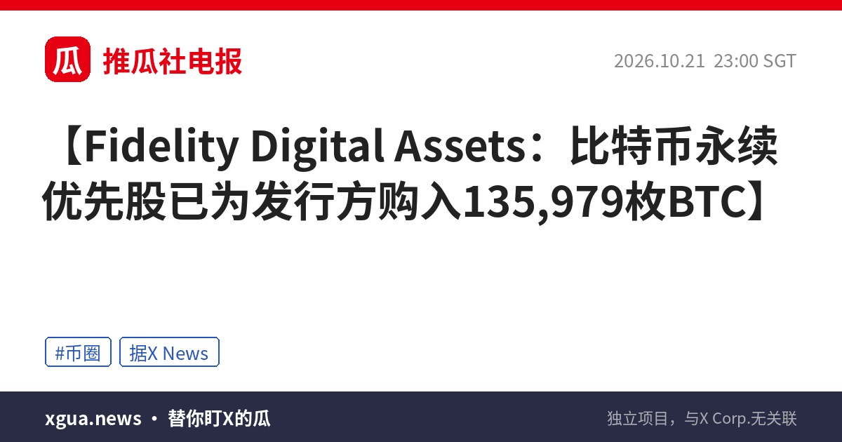 Fidelity Digital Assets：比特币永续优先股已为发行方购入135,979枚BTC